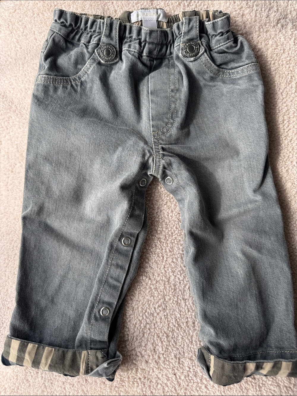 Burberry Toddler Gray Pull-On Jeans with Cuffed Detail
